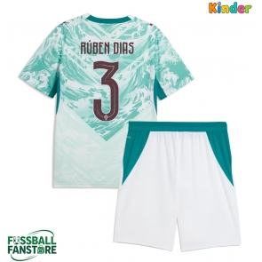 Portugal Ruben Dias #3 Replik Auswärtstrikot Kinder WM 2026 Kurzarm (+ Kurze Hosen)